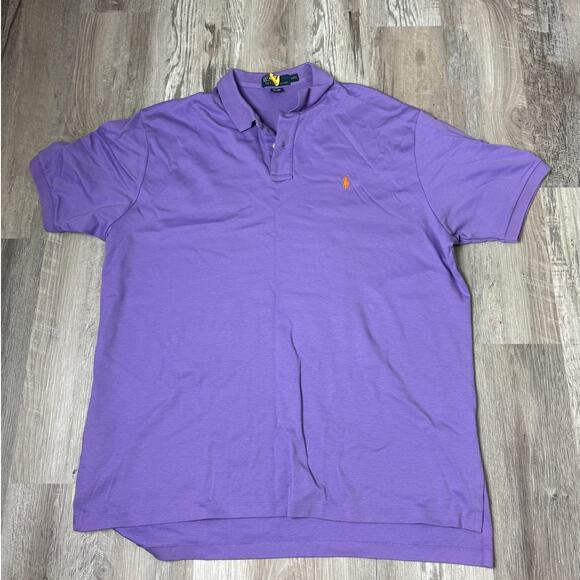 Polo Ralph Lauren Purple Pony Logo Polo Shirt Men’s XXL Classic Cotton Top - Picture 9 of 10